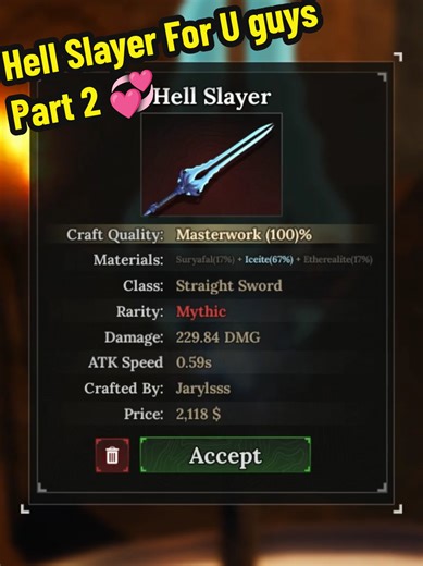 Membalas @fgteevfan2009 Making Hell Slayer using your recipe — Part 2💞 229 DMG #roblox #theforge #forge