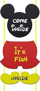 | Mickey Mouse Clubhouse Door Sign | Come Inside, It's Fun Inside Birthday Party Welcome Decor | Red, Yellow