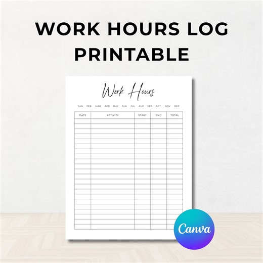 Work Hours Log, Time & Task Tracker, Work Schedule, (PDF) Fully Editable, Instant Download, Printable Canva - Etsy Australia