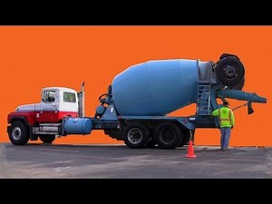 Concrete Truck Mixing and Pouring Cement