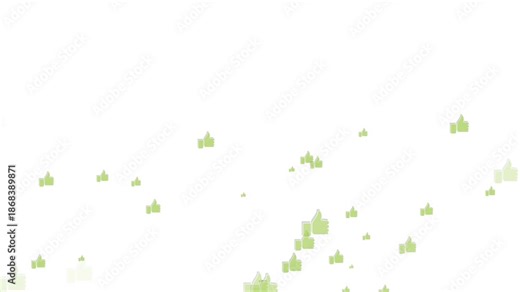 Animated design of a green thumbs-up explosion on a white background