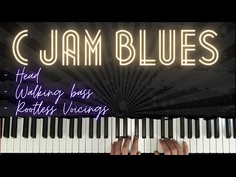 Walking Bass in C Blues ( C Jam Blues) │ Blues Piano Lessons #5