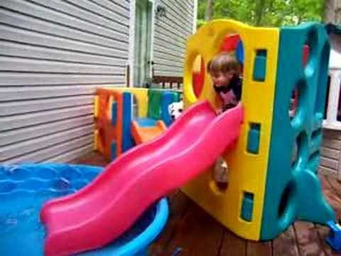Twins Playing in the Pool