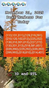 16K views · 180 reactions | November 21, 2025 Beat Numbers For Today 3D and STL Best code, syndicate, triple 殺☺️❤️ #best #code #3d #stl #communitysupport #appreciation #TeamSupport #appreciationpost | Swertres lucky number | Facebook