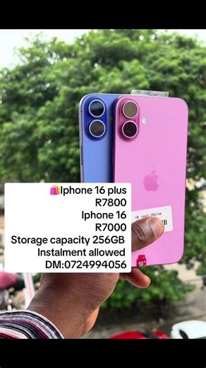🛍️Iphone 16 plus R7800 Iphone 16 R7000 Storage capacity 256GB Instalment allowed DM:0724994056