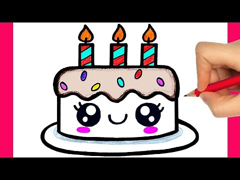 COMO DIBUJAR UN PASTEL DE CUMPLEAÑOS KAWAII