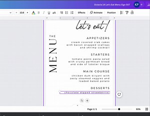 Modern Minimalist Wedding Menu Template, Elegant Dinner Menu, Fully Editable Template, Instant Download, Edit in Canva, Let's Eat Sign - Etsy