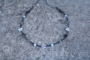 Collier en macramé avec étoiles et perles aigue-marine - taille ajustable - couleurs tendance - Etsy France