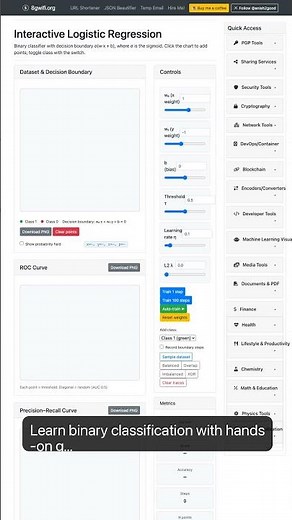 Interactive Logistic Regression Demo - Machine Learning Tool — in 30 seconds #machinelearning