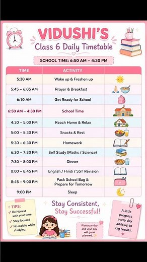 Class Wise Daily Study Timetable 📚 | Best Student Routine 2026 | Study Schedule for School Students