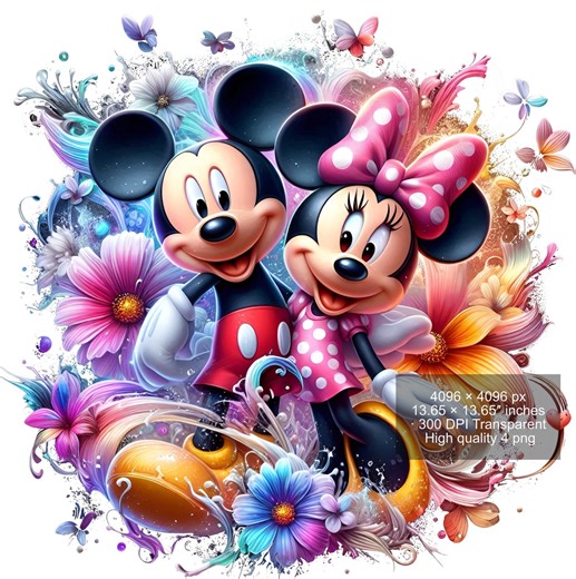 Mickey and Minnie Watercolor Splash 4 PNG: High Resolution Digital Design (digital Download) - Etsy