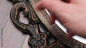 The Old mirror restoration. Antique antique mirror. Restoration and cleaning of the old mirror.