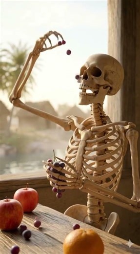 Funny Little Skeleton Eating Fruits 🍎😂 | Cute 3D Animation StorySkeletonAnimation #3DAnimation #Funn