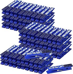 Kigeli 120 Pcs Spirit Clips Cheer Pins Decoration Cheerleader Gifts Clothes Pins for Backpacks Competition Glittered for Team Cheer Gifts Stuff Supplies Party Favors Accessories Bulk(Blue)