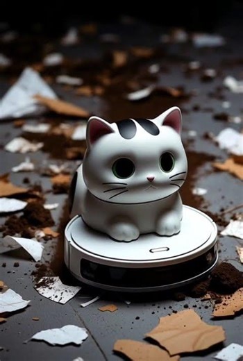 Meet new Robo-Kitty! #robotvacuum #smarthome #aiart