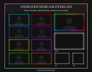 Animated Webcam Overlays Pack | Twitch Stream Overlay | OBS Facecam Border | Glow, Flicker & RGB Frames | Neon Webcam | Streamlabs Youtube - Etsy Canada