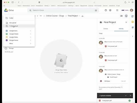 How to upload a document into a shared Google folder