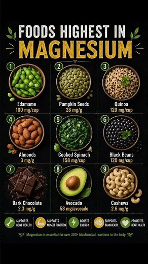 Top 9 Magnesium-Rich Foods You Should Eat Daily 💪 | Best Foods for Energy & Health #Shorts
