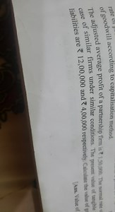 of goodwill according to capitalisation method.The adjusted av... | Filo