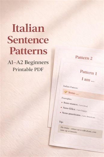 Italian Sentence Patterns for Beginners A1–A2 | Build Simple Italian Sentences | Printable PDF - Etsy Canada