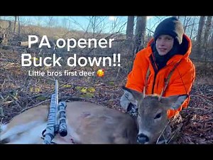 Lil bro shot his first deer on the PA rifle opener on the ground!#blessed #hunting#deerhunting