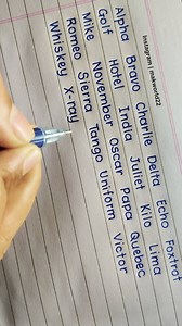 The NATO phonetic alphabet is a standard set of phonetic codes used to communicate letters and numbers over radio or telephone communications. The alphabet was developed by the International Civil Aviation Organization (ICAO) and adopted by NATO in 1956. The NATO phonetic alphabet is also known as the International Radiotelephony Spelling Alphabet. . . . Pen used : Cello Wow gel pen . . . #penmanship #howtowrite #handwritten #learncalligraphy #calligraphie #calligrafia #calligraphyreels #calligr