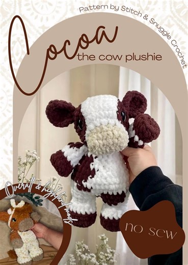 Cocoa the Cow Crochet Pattern PDF- Amigurumi Cow Plush Tutorial- Instant Download Stuffed Animal Toy - Etsy