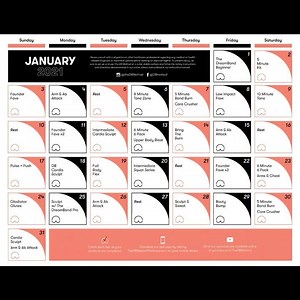 Put 2020 behind you 👋 Start 2021 off strong with our monthly challenge calendar, or try one of our 5 brand new results driven challenges in The DB Method App! Get 30 days of free premium workouts when you download this month! | The DB Method