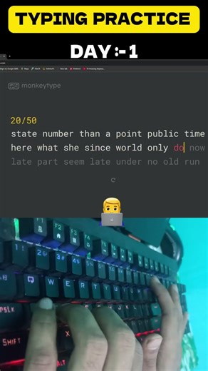 DAY 1 - MASTER TYPING 90 WPM 🤯🤯 #fasttyping #keyboard #shorts