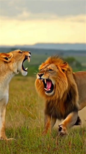 Lion fight Male vs female #savannah #lion #wildlife