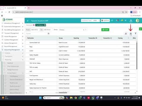 How to View & Print Day Book & Trial Balance in Dynamic Academic ERP