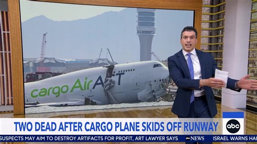 Authorities in Hong Kong are investigating a cargo plane crash that veered off the runway, broke through a perimeter fence, and plunged into the sea, killing two airport workers. Gio Benitez reports. | Good Morning America