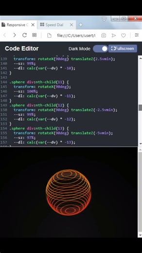 CSS Light Sphere Infinity Animation #shorts