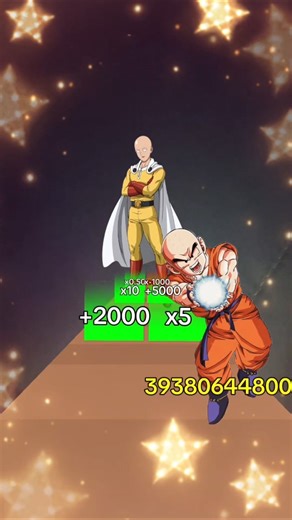 krillin fights saitama in a clip that is dictated by points