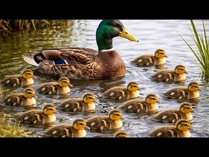 Newborn Ducklings 🐥 Mother Duck Teaching Her Babies How to Swim in the pond| Cute Duck Family