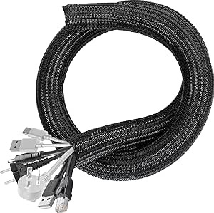 Amazon.com: Cable Management Sleeves 1.2in - 2 Pack 4.1ft Split Braided Cable Sleeve Black, Hard PE Cord Protectors from Pets, Wire Organizers for Cords, Flexible Cord Wrap Wire Sleeve for Computer Cord Organizer : Electronics