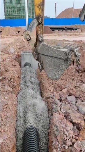 Concrete pouring process for underground corrugated pipes #automotivetools #tools