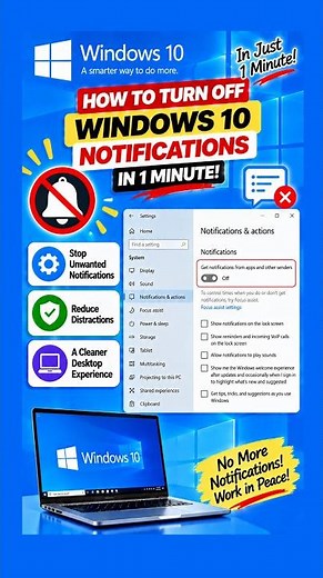 How to Turn OFF Windows 10 Notifications in 1 Minute! #Shorts #windows11