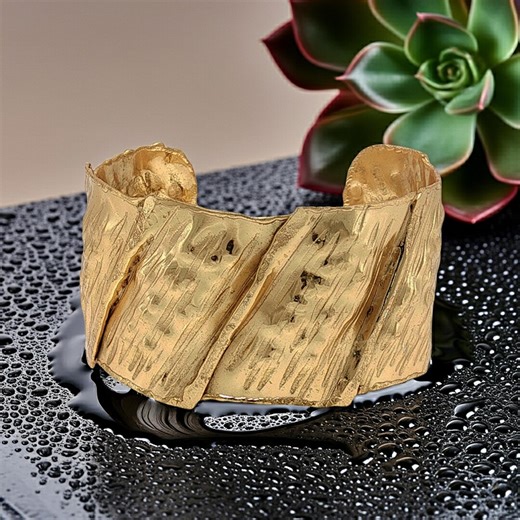 Crinkled Copper Cuff Bracelet With Gold Overlay: Pleated Folded Style - Etsy