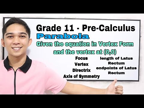 Pre-Calculus - Parabola : If the Vertex is (0,0) find the Focus, Directrix, Axis of Symmetry, Latus