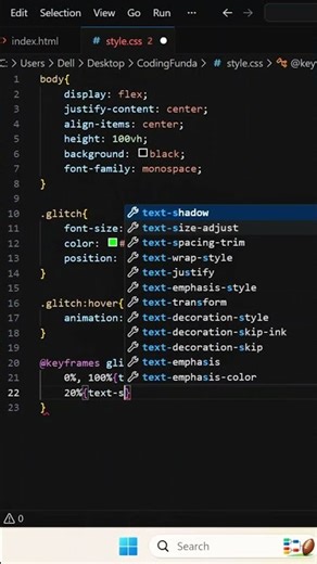 CSS Glitch Text Effect⚡| Hacker Style