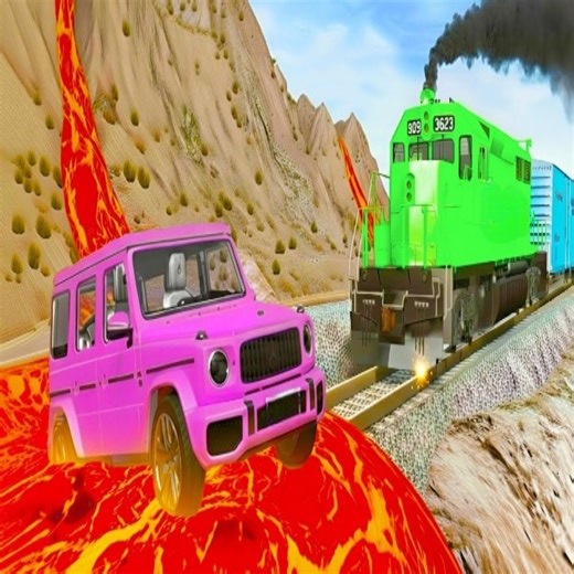 52K views · 498 reactions | Trains vs Lava Crosses Railroad - Cars vs Fast Flowing River Challenge BeamNG drive #mcqueen #gaming #BeamNGdrive #cargame #train | Beamng Game | Facebook