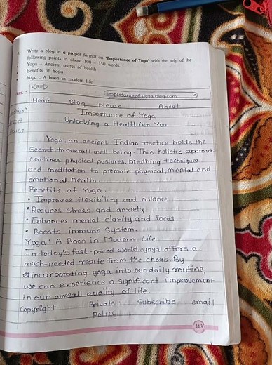 Class 11th English Workbook 4. Blog Writting Answers !!!