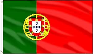 AhfuLife Portugal Flag 3x5 Ft, Portuguese Flag Large Portugal National Flags for Outside - Double Side with Brass Eyelets for Olympic Party Decorations, Bar Garden Street Decoration Indoor Outdoor