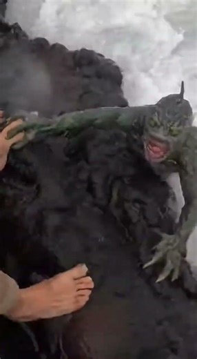 Volcanic Coast Horror: Ankle Grab Caught on Phone