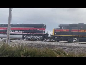 IAIS 513 (Rock Island Heritage) leads a freight train Westbound! (Coralville, Iowa)