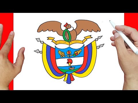 Como dibujar el escudo de Colombia muy Facil para niños paso a paso
