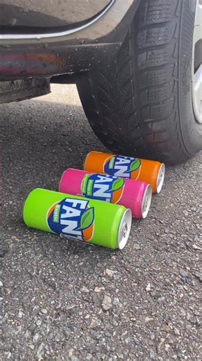 Crushing a juice box with a car tire #satisfying #asmr #press
