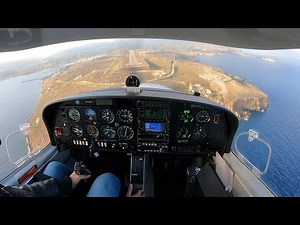 Diamond DA40 - Landing and Takeoff from Sitia, Crete - GoPro Hero 9! Cockpit View, Greek ATC!