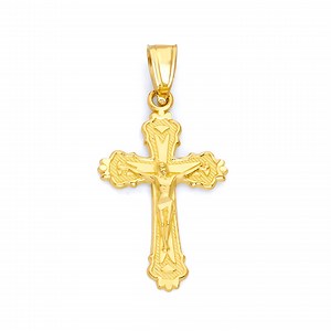 10k Solid Gold Crucifix Pendant: Diamond Cut Cross Necklace - Etsy